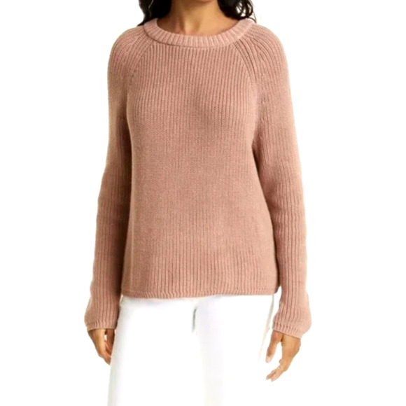 Jenni Kayne M Iconic 100% CASHMERE Fisherman Sweater $425 Crewneck Mauve - Picture 4 of 9